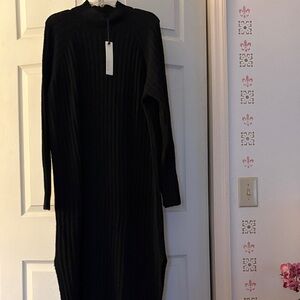 Pinch Black Long Sleeve Ribbed Dress